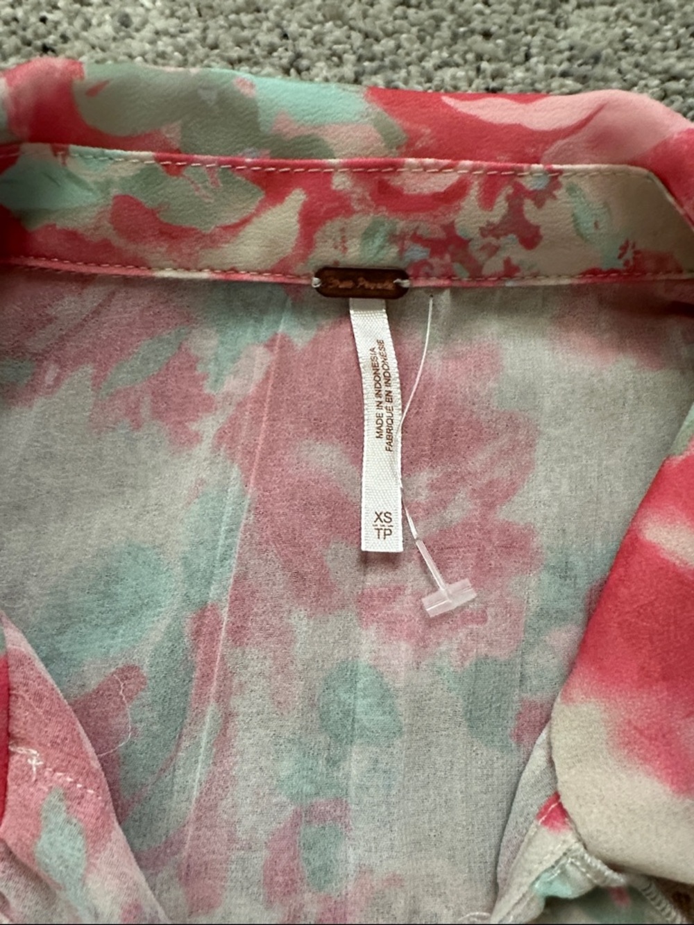 New Free People Bad At Love Floral Lace Trim Too ~ Pink & Mint - Picture 6 of 12